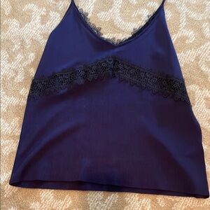 Zara Elegant Navy Lace Trim Cami Top